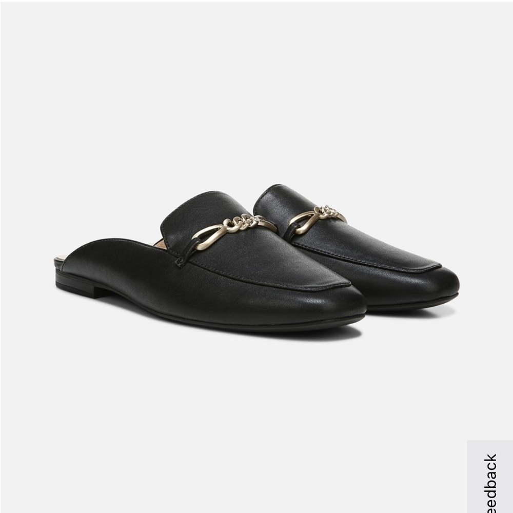 Naturalizer Kayden Black Loafers with Gold Chain Detail
